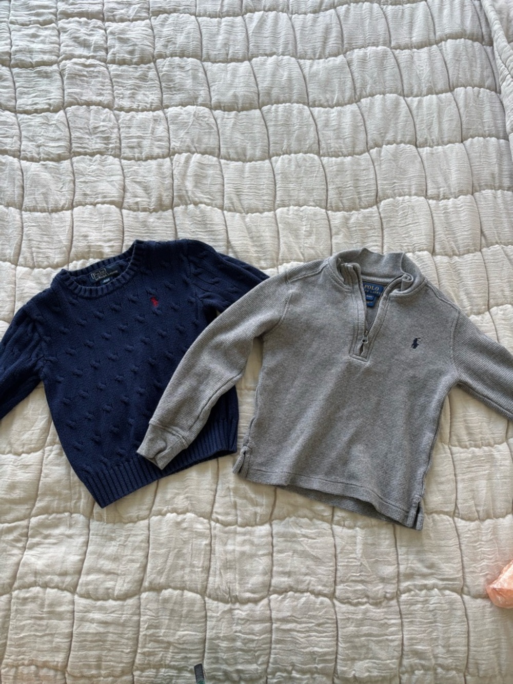 Ralph Lauren Navy Cable Crew & Grey Quarter-Zip Pullover Bundle